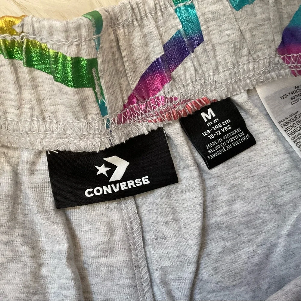 Converse Girls Patch Shine Pull-On Shorts - NWT - Size Medium 10-12 - Gray